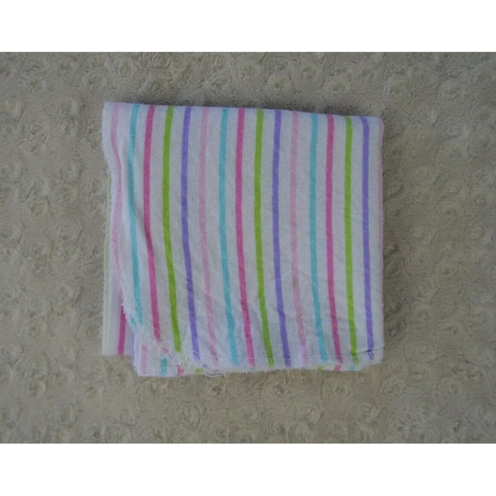 Luvable Friends Stripes Baby Receiving Blanket White Blue Green Pink Blue Purple